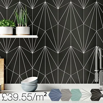 £1.50 • Buy CUT SAMPLE Venus Stylish Hexagonal Linear Pattern Wall Floor Matt Porcelain Tile