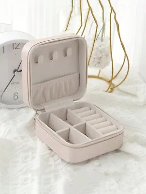 Mini Jewellery Box Organiser Travel Jewelry Storage Carry Case Boxes Light Pink • £4.25