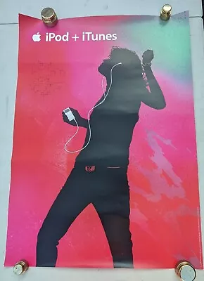 Vintage IPod + ITunes Poster Pink 2006 Apple Australia 840mm X 595mm #G • $216