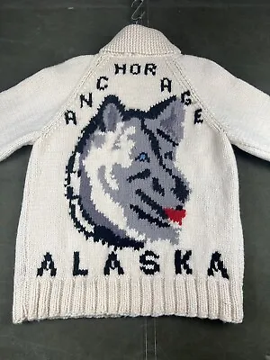 Vintage Cowichan Sweater Anchorage Alaska Husky Mary Maxim 40s 50s Cardigan Rare • $300