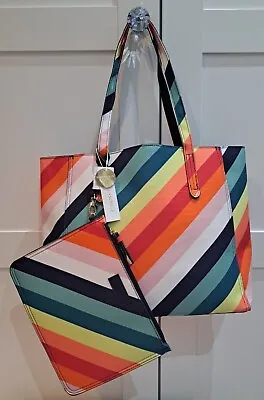 Rainbow Coloured Accessorize Tote Bag And Matching Make-up Bag New With Tags!! • £40