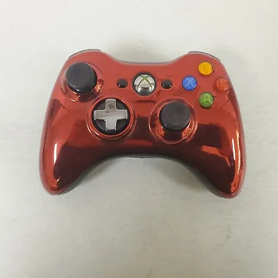 Official Microsoft Xbox 360 Red Chrome Wireless Controller 1403 OEM Gamepad • $34.99