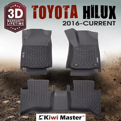 KIWI MASTER Car 3D Floor Mats TPE Liner Fit Toyota Hilux N80 Auto 2016-Current • $129.95