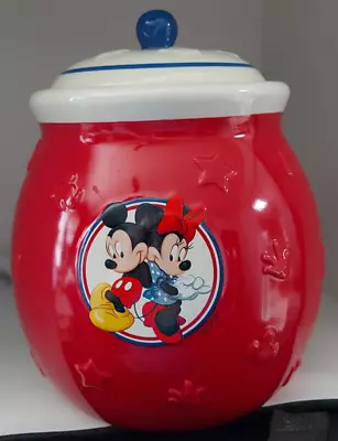 Vintage Mickey & Minnie Mouse Cookie Treat Jar Canister Disney Red Cute! • $12