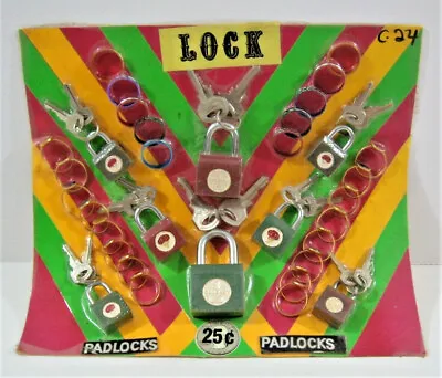 Vintage Locks & Keys Padlocks And Rings Gumball Vending Machine Disp Card #181 • $42.99
