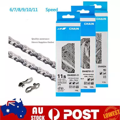 FOR Shimano 6/7/8/9/10/11 Speed Chain HG54/95/701 Deore MTB Road Bike 116 Link~ • $16.57