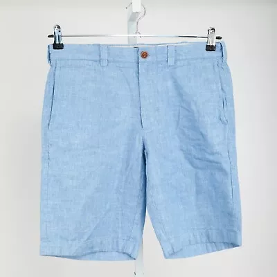 J Crew Stanton Shorts Mens 31 Blue Baird McNutt Irish Linen Flat Front • $19.96