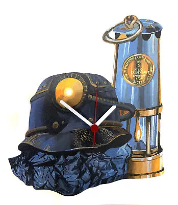 Coal Miner's Helmet Clock - Davy Lamp Coal Miner's Gift - Coal Mining -N13-C • £12.45