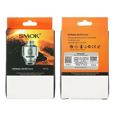 SMOK V8 Baby Q2 EU Core 0.4Ω (40-80W) Pack Of 3 • £7.49