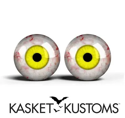 Yellow Monster Eyes -PIXEL FREE- Realistic Creature Glass Eyeballs 2pc - 72-3 • $7.99