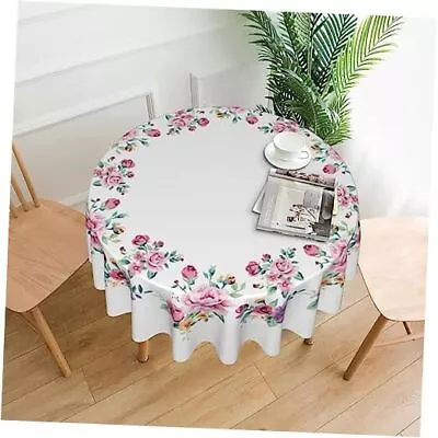  Pink Vintage Flower Round Tablecloth 60 One Size Vintage Tropical Flowers • $27.25