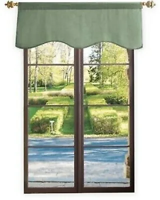 MARTHA STEWART Lucca Velvet 50  Scallop Window Curtain Valance Green NEW • $24.99