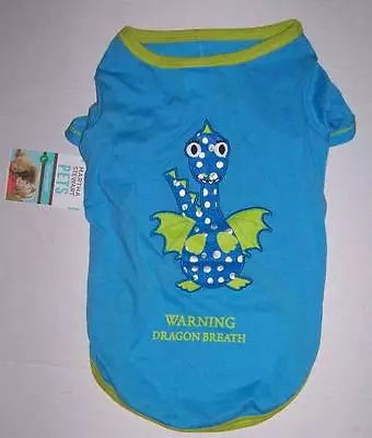 NWT Martha Stewart Pets Blue Dog Shirt  Warning Dragon Breath  Size XS • $15