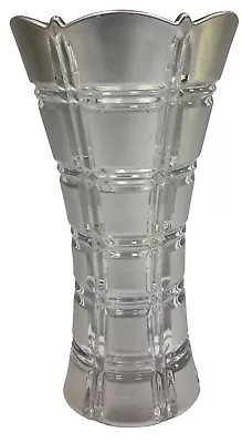 24cm Tall Wide Mouth Silver Glass Flower Vase Flared Design Vase • £13.99