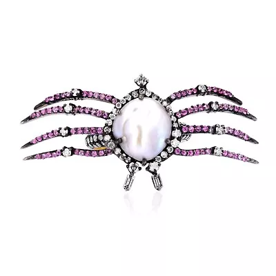 Victorian 2.77 Carat T.W. Pearl Pink Sapphire And Diamond Spider Ring • $515