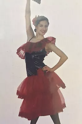 $19.95 • Buy Senorita Red & Black Tango Can-Can Dancer Costume Adult Medium Ruffles And Lace