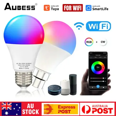 E27/ B22 Tuya WiFi Smart LED Light Bulb 15W RGB Color Lamp For Alexa Google AU • $7.99