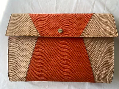 NEW OROTON LEATHER  A4 Clutch/laptop/ipad Bag. Orange Nude Contrast • $205