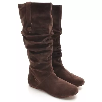 Womens UGG Highkoo Slouch Tall Knee Boots 8 / 39 Brown Suede Pull Up Flats Shoes • $59.99