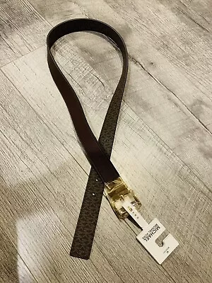 New MICHAEL KORS Women’s Twist Reversible Belt Size Medium MK Logo Brown • $34.99