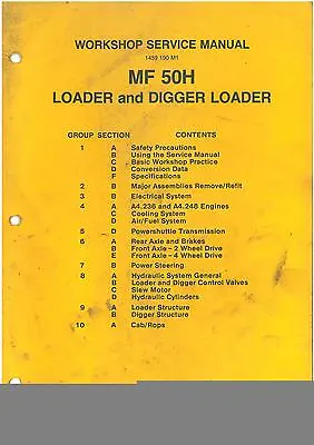 Massey Ferguson Mf50h Digger Workshop Manual - Mf 50h 50 H • £34.99