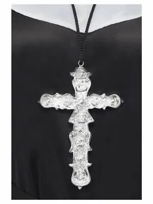 Fancy Dress Ornate Metal Look Cross Pendant Nun Priest Vicar Madonna By Smiffys • $6.96