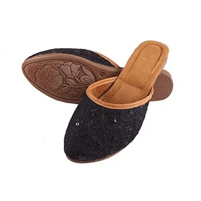 Punjabi Jutti Khussa Shoes Black Wedding Ethnic Shoes Mojari Juti Sandal Slipper • $19.73