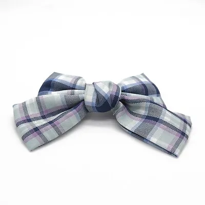 White And Navy Blue Plaid Barrette/Hair Bow/ Hair Clip • $16.99