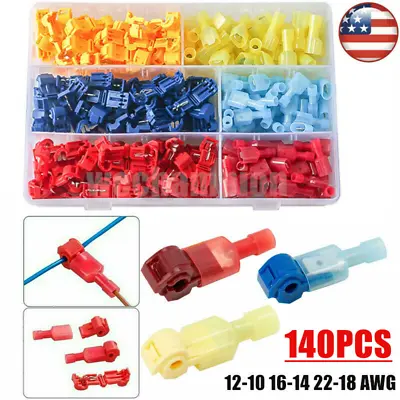 140X Waterproof T-Tap 22-10AWG Quick Splice Wire Terminal Connectors Combo Kit • $11.99