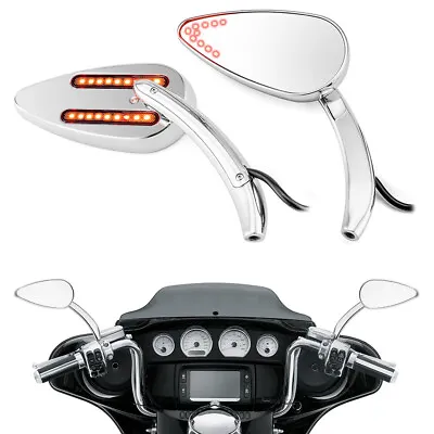 Chrome Rear View Mirrors With LED Turn Signals For Harley VRod V Rod VRSCF 09-17 • $44.99