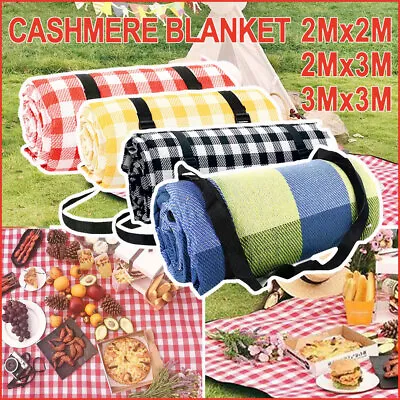 3mx3m Large Picnic Blanket Mat Premium Cashmere Rug Waterproof Outdoor • $35.99