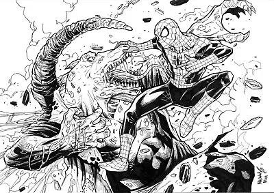 Spider-man Vs Lizzard (11 X17 ) By Natanael Maia - Ed Benes Studio • $9.99