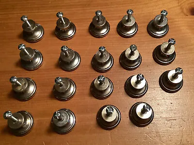 19 Vtg Steel Kitchen Cabinet Workshop Brushed Stainless Pull Knobs With Screws • $27