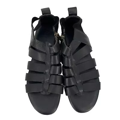 Acne Studios Tour Low Black Leather Greek Cushioned Sandals Men EU 42 US 9 • $140.99