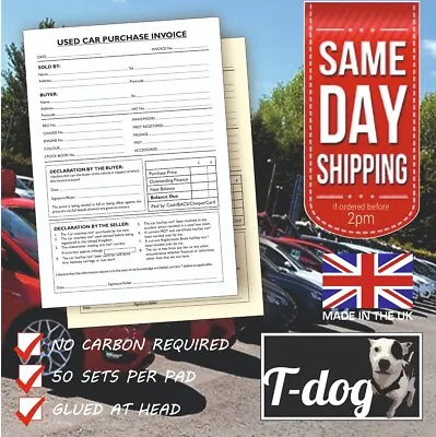 Used Car Vehicle Purchase Invoice Pad Buying & Selling Cars Motor Trade • £5.99