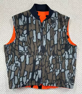 Vintage Cabelas Vest Mens XL TreBark Orange Woodland Camo Reversible Made In USA • $69.99