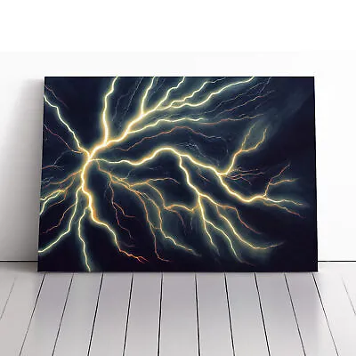 Pretty Lightning Bolt Canvas Wall Art Print Framed Picture Decor Living Room • £29.95
