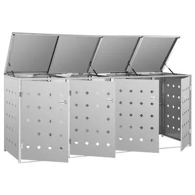 Wheelie Bin Shed Quadruple Garden Waste Storage Compartment Stainless Steel 240L • $753.95