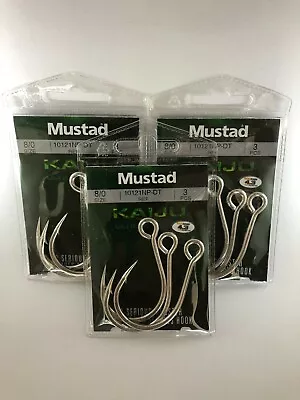 3x Packets Mustad 10121NPDT Kaiju In-Line Single Fishing Hooks 7x Strong Hook • $15.75
