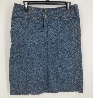 Eddie Bauer Skirt Womens 6 Blue Paisley Floral Corduroy Straight Pencil • $15.61