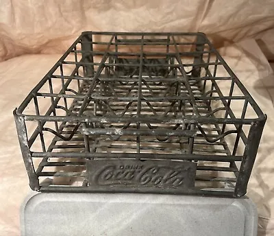 Vtg Coca Cola Mid-Century Soda 24 Bottle Galvanized Metal Carrier Crate 16”x 11” • $49.99