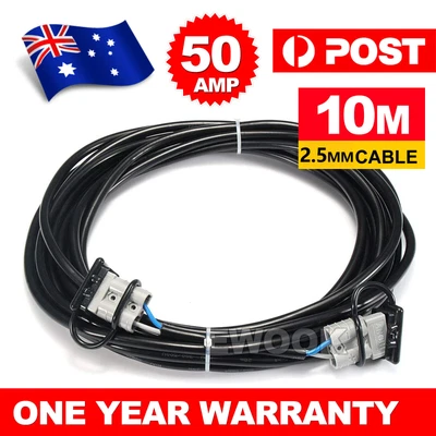 $28.75 • Buy 10m 50Amp Anderson Style Plug Extension Lead 6mm Double Adaptor Automotive Cable