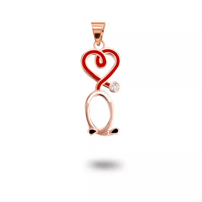 Rose Gold Enamel Stethoscope Pendant Necklace • $493.98