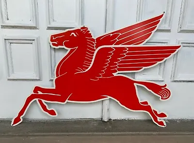 DOUBLE SIDED Mobil Gas Flying Red Horse Pegasus Metal Heavy Steel Sign X Large • $499.99