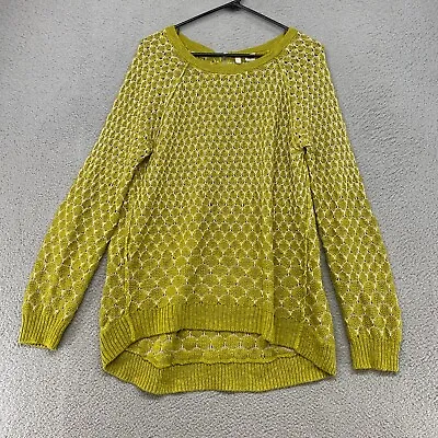 Moth Sweater Womens Large Honeycomb Green Tunic Hi-Lo Anthropologie • $24.95