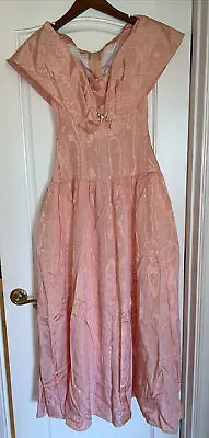 Vintage Priscilla Of Boston Peach Taffeta '80's/90's Prom Bridesmaid Gown 4/6 • $22