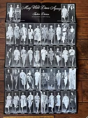 VTG 1980s MODELING AGENCY POSTER —MARY WEBB DAVIS Fashion Division RUNWAY Women • $49