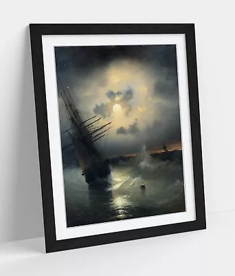 Ivan Aivazovsky Sailing Ship In Moonlight -framed Wall Art Poster Print 4 Sizes • £37.99