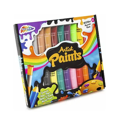 Neon Glitter Pearl Ready Mixed Paints - Arts & Crafts 18 Multi Color 36ml Paint • £7.99