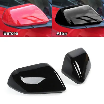 Black Side Rearview Mirrors Shell Cover Trim For Ford Mustang 2015+ Accessories • $35.99